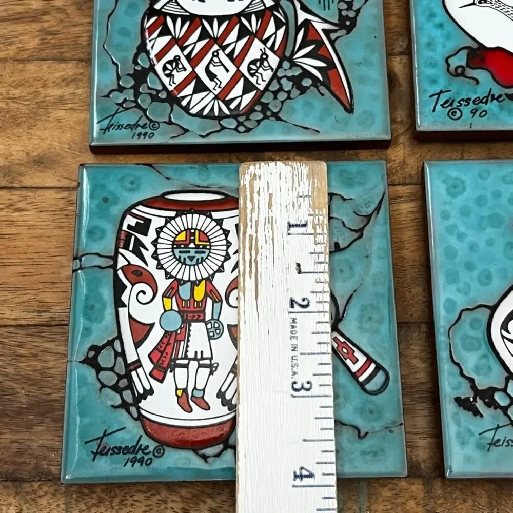 Cleo Teissedre Ceramic Tiles Set of 4 4